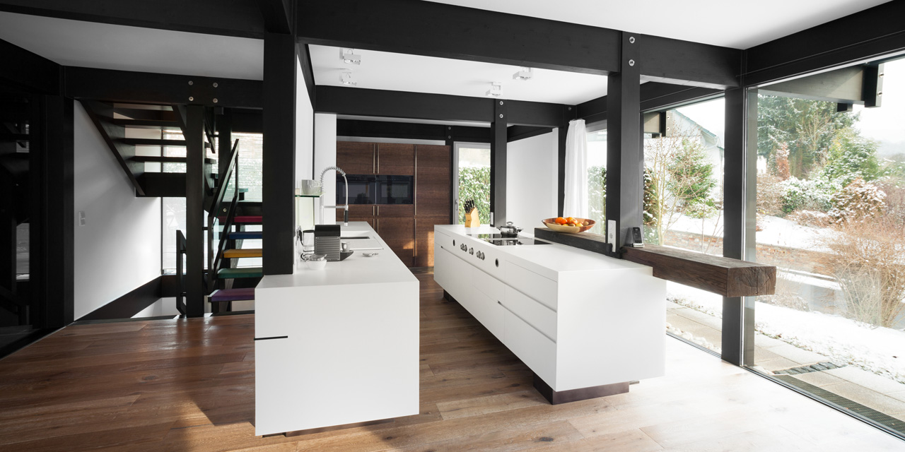 plan 3 kuchyně / Luxusní prostorná kuchyně do dřevostavby / Moderní hrázděný dům